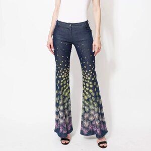 Vintage Dior SS 2002 'Firework' Flared Denim Trouser Pants (US 2)
